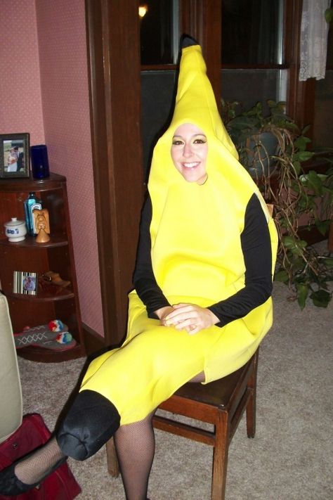 French Toast Halloween Costume, Banana Split Costume Diy, Banana Suit Costume, Androgynous Prom Outfits, Banana Costume Women, Androgynous Prom, Banana Fancy Dress, Banana In Pyjamas Costume, Halloween Bananas