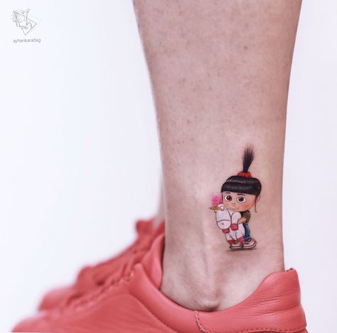 Turkish Tattoo, Minion Tattoo, Istanbul Tattoo, Pink Tattoo, Unicorn Tattoos, Small Girl Tattoos, Tatuaje A Color, Cool Small Tattoos