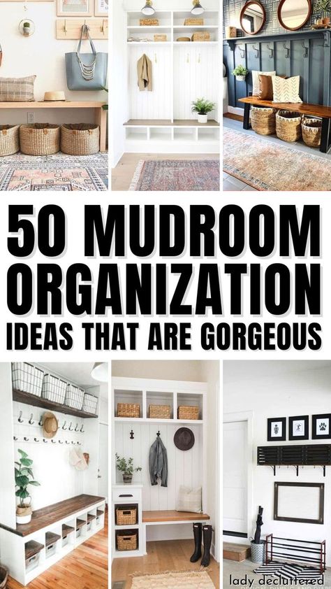 50 Mudroom Organization Ideas that are Gorgeous Mudroom Organization Ideas, Small Mudroom Ideas, Art Deco Style Interior, Mudroom Remodel, Farmhouse Mudroom, Lady Decluttered, Mudroom Closet, Mudroom Makeover, Mud Room Entry