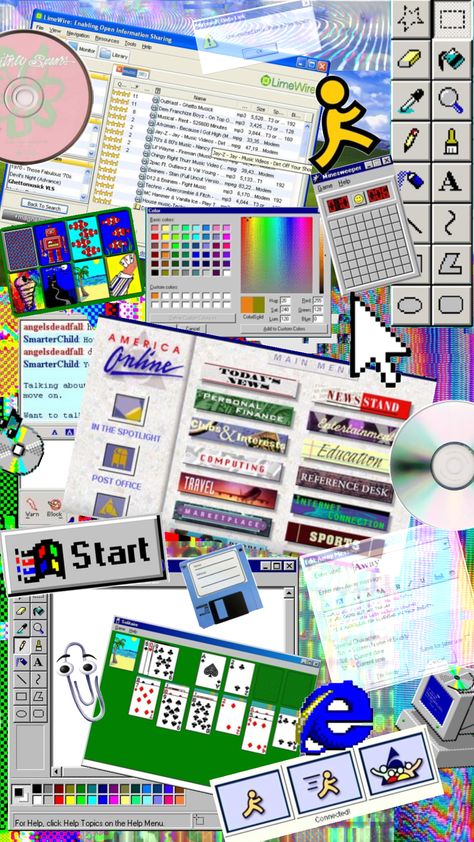 #microsoft #windows #pc #windows95 #windows98 #y2k #computer #limewire #aol #internet #cd #90s Y2k Computer, 90s Internet, Windows 95, Windows 98, Video L, 24th Birthday, Tech Art, 2000s Aesthetic, Color Inspo