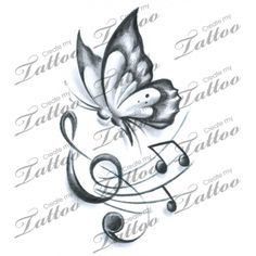 Music Butterfly, Music Notes Tattoo, Butterfly Music, Tattoos For Girls, Tattoo Butterfly, Not Musik, Music Tattoo Designs, Note Tattoo, Muster Tattoos