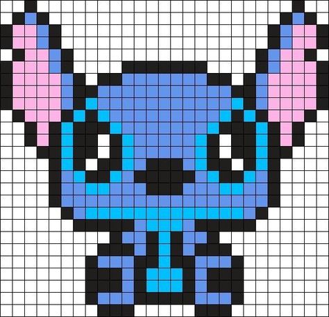 Pixel Art Disney Stitch, Stitch Perler Bead Pattern, Pixel Art Stitch, Modele Pixel Art, Kandi Cuffs, Melty Bead Patterns, Kandi Cuff, Easy Pixel Art, Pony Bead Patterns