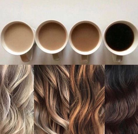 Do you like your coffee like you like your hair? All of these beautiful colors were done by #BriennaatNurtur Balayage, Unique Hair Designs, Coffee Hair Color, Hair Advertising, Hairstylist Branding, Hair Salon Marketing, Coffee Hair, Instagram Hairstyles, Salon Suites