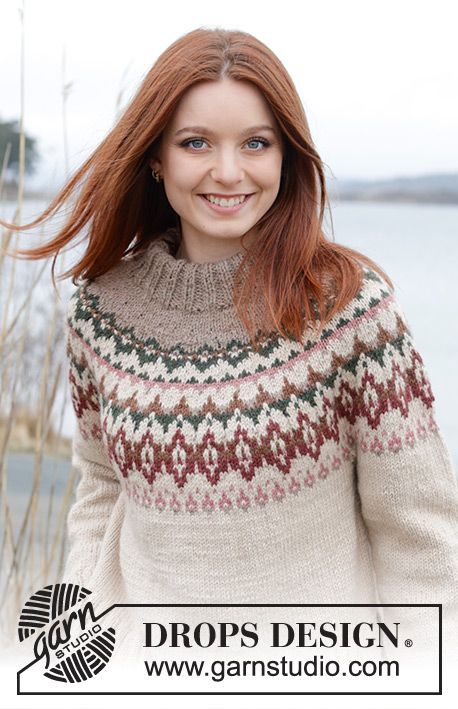 Forest Echo Sweater / DROPS 244-9 - Free knitting patterns by DROPS Design Maglia Fair Isle, Drops Baby, Nordic Sweater, Office Casual Outfit, Fair Isle Knitting, Crochet Diagram, Fair Isle Sweater, Top Down, Drops Design