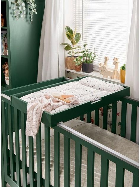 Green Nursery Furniture, Forest Green Nursery, Tiny Nursery, Nursery Furniture Collections, Nursing Chair, Small Nurseries, Baby Room Inspiration, Green Nursery, Baby Cot