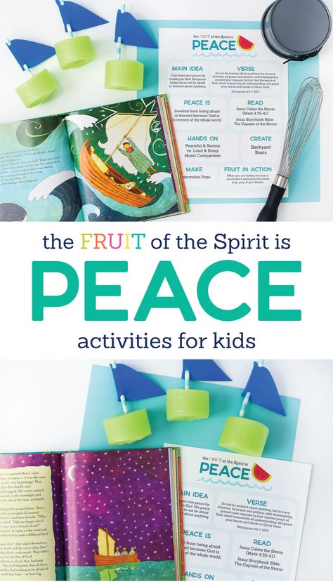 Looking for ways to point your kids to Jesus? The Fruit of the Spirit is PEACE Kids Activities pack is full of simple ideas to teach kids what love is in an engaging way. This hands on study of Galatians 5:22-23 is aimed to help your family connect, play, learn, and grow in God’s Word together. Peace Fruit Of The Spirit Activity, Fruit Of The Spirit Peace Craft, Peace Fruit Of The Spirit, Fruit Of The Spirit Lessons, Peace Crafts, Kindness Lessons, Fruit Diy, Galatians 5 22 23, The Fruit Of The Spirit