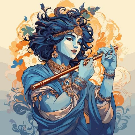 Krishna janmashtami festival birthday of... | Premium Vector #Freepik #vector #radha #lord-krishna #krishna #shri-krishna Shri Krishna Digital Art, Radha Krishna Vector Art, Shri Krishna Art, Vishnu Illustration, Krishna Vector Art, Lord Krishna Illustration, Krishna Illustration Art, Krishna Icon, Krishna Digital Art