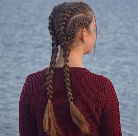 Edgy braids! Good for a workout hairstyle Sport Hair, Braided Hairstyle, Workout Hairstyles, Hairstyle Inspo, Cool Braid Hairstyles, Sports Hairstyles, Cool Braids, Hair Haircuts, African Braids Hairstyles