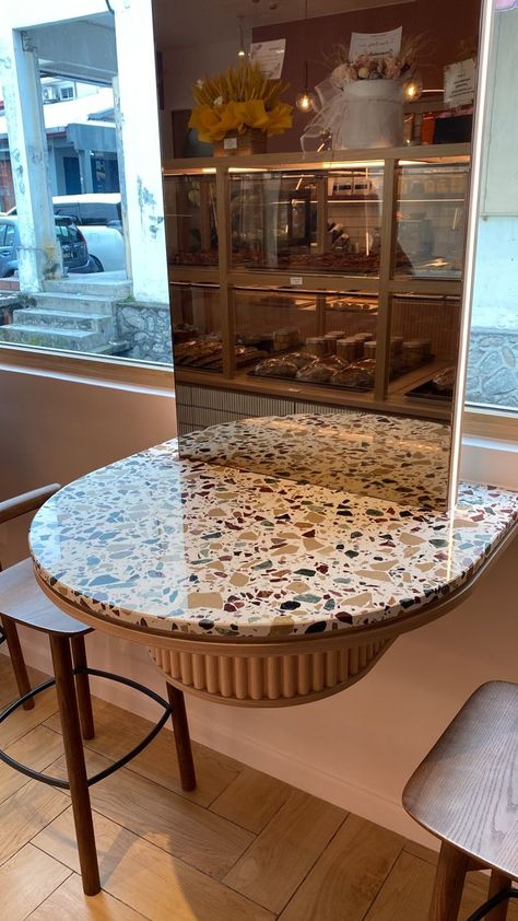 Tabletop,worktop picture feedback from Malaysia customer,original word:very beautiful,very nice. Dark Terrazzo Floor, Terrazzo Worktop, Dark Terrazzo, Terrazzo Bar, Terrazzo Table Top, Terrazzo Dining Table, Terrazzo Table, Office Images, Dresser Table