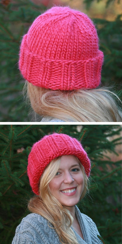 Stay cozy this winter with our super warm and stylish hat! Perfect for beginners or anyone in a time crunch, this chunky hat knits up in just 2-3 hours. Gift yourself or someone special with this quick and easy project. Wool Ease Thick And Quick Hat Patterns, Chunky Wool Hat Knitting Patterns Free, Knit Hat Bulky, Chunky Yarn Knitted Hat Free Pattern, Free Chunky Hat Pattern, Bulky Yarn Hats, Knit Slouchy Hat Pattern Free Bulky Yarn, Free Chunky Knit Hat Patterns For Women, Chunky Hats Knitting Patterns