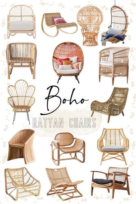 Rattan Chair Living Room, Living Room Rattan, Rattan Fan, Bedroom Rattan, Chair Minimalist, Rattan Decor, Chair Rattan, Rattan Rocking Chair, Stile Boho Chic