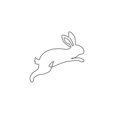 Jumping Rabbit Tattoo, Line Drawing Rabbit, One Line Rabbit, Bunny Line Drawing, Bunny Logo Design, Bunny Drawings, One Line Animals, Jumping Rabbit, Line Graphic