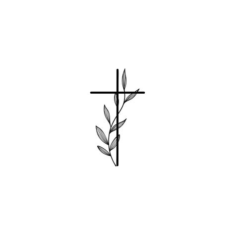 Cross With Greenery Tattoo, Fancy Cross Drawing, Simple Cross Drawing, Biblical Art Tattoo, Dainty Cross Tattoos For Women, Feminine Cross Tattoos For Women, Faith Doodles, Cross Pfp, Cross Outline