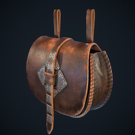 ArtStation - Viking Assets Part06 "Waist Bag" Real-time, Boris Getko Handmade Leather Bag Pattern, Leather Bag Tutorial, Viking Belt, Viking Helmet, Leather Handbags Handmade, Leather Bag Pattern, The Vikings, Contemporary Embroidery, Viking Warrior