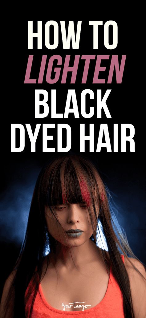 How To Bleach Hair With Peroxide, Best Dark Hair Colors, Remove Black Hair Dye From Hair, How To Lighten Black Dyed Hair, How To Lighten Hair Dyed Too Dark, Coloring Black Hair, Removing Black Hair Dye, Lighten Dyed Hair, Dyed Black Hair