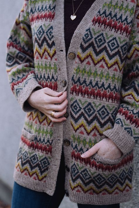 Western Winter Fair Isle Cardigan - I Like Knitting Fairisle Cardigan, Fair Isle Cardigan Knitting Pattern, Colorwork Cardigan Knitting Pattern, Western Knitting Patterns, Cozy Fair Isle Cardigan For Cold Weather, Fair Isle Knitting Patterns Sweaters & Cardigans, Retro Wool Cardigan With Fair Isle Pattern, Bohemian Fair Isle Knit Cardigan, Spring Fair Isle Knit Cardigan