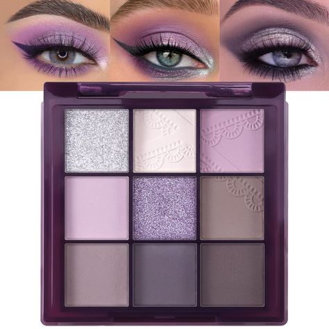 PRICES MAY VARY. 【9-Color Eyeshadow Palette】This collection includes exaggerated black and silver metallic smoky eyeshadow palettes as well as everyday nude eyeshadow palettes, whether using a single color or mixing multiple shades, the possibilities are endless. 【Professional Shades】This palette’s professionally curated shades include the perfect base, halo tints, liner shades and gorgeous pearls with ultra-smooth textures suitable for both makeup beginners and professional makeup artists. 【Cre Woman With Blue Eyes, Eyeshadow Tutorial For Beginners, Glitter Eye Shadow, Smoky Eyeshadow, Milani Cosmetics, Bridal Eye Makeup, Natural Eyeshadow, Glitter Eye, Best Eyeshadow