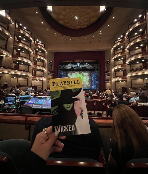 Ellora, Aesthetic Broadway Pictures, Theatre Show Aesthetic, Wicked The Musical Aesthetic, Broadway Musicals Aesthetic, Movie Fan Aesthetic, Broadway Instagram Pictures, New York Aesthetic Broadway, Broadway Show Aesthetic