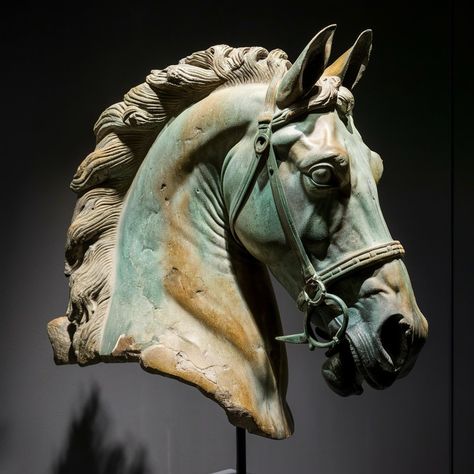 (1) Facebook Horse Statue, Horse Head Sculpture, Horses Sculptures & Statues, Traditional Sculptures, Arabian Horse Sculpture, Ancient Horse Sculpture, Horse Anatomy, Painted Pony, Horse Drawing