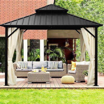 Backyard Drainage, Gazebo Roof, Hardtop Gazebo, Backyard Gazebo, Gazebo Pergola, Outdoor Gazebos, Garden Gazebo, Aluminum Patio, Patio Gazebo