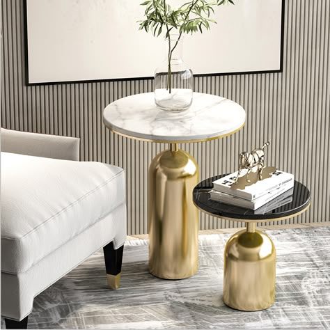 Side Tables In Living Room Modern, Side Table Decor Living Room Modern, Side Tables In Living Room, Tables In Living Room, Modern Metal Furniture, Luxury Side Table, Side Tables For Living Room, Centre Table Design, Centre Table Living Room