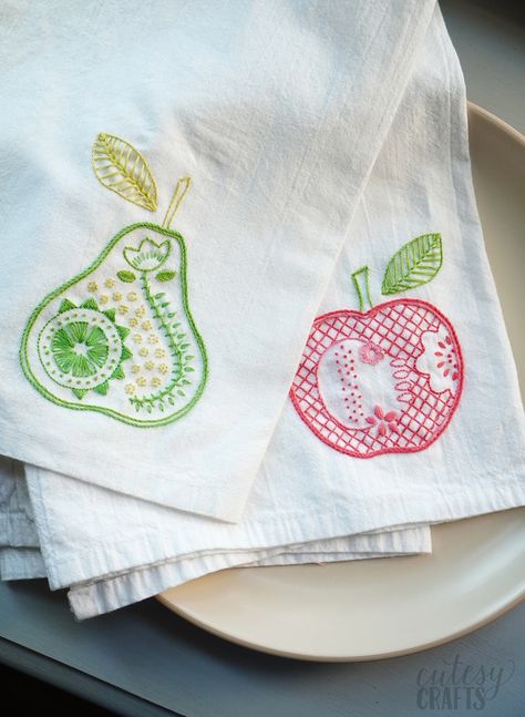 Diy Towel Embroidery, Embroider Tea Towels Diy, How To Embroider Tea Towels, Embroider Towels Diy, How To Embroider Napkins, Cross Stitch Tea Towels, Cross Stitch Hand Towels, Embroidered Tea Towels Pattern, Hand Embroidered Tea Towels Diy