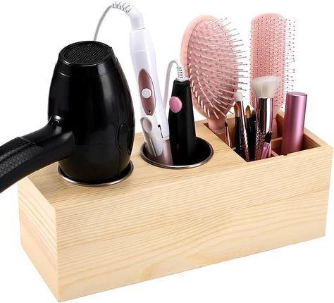 Amazon.com: Hair Dryer Countertop Holder, Hair Tool Organizer Wall Mount, Blow Dryer Holder Cabinet Door Organizer, Bathroom Countertop Blow Dryer Holder and Curling Iron Holder (Cedar Wood, Log Color) : Home & Kitchen Cabinet Hair Tool Organizer, Hair Products Storage Ideas, Hot Tools Organization, Hair Tools Organization, Sister Bathroom, Blow Dryer Storage, Hair Tool Storage, Cabinet Door Organizer, Hairdryer Holder