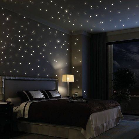 Night time bedroom heaven! Starry Night Bedroom, Design Ložnic, Moon Mirror, Smart Tiles, Mirror Material, Mirror Framed, Moon Lamp, Shape Circle, Romantic Bedroom