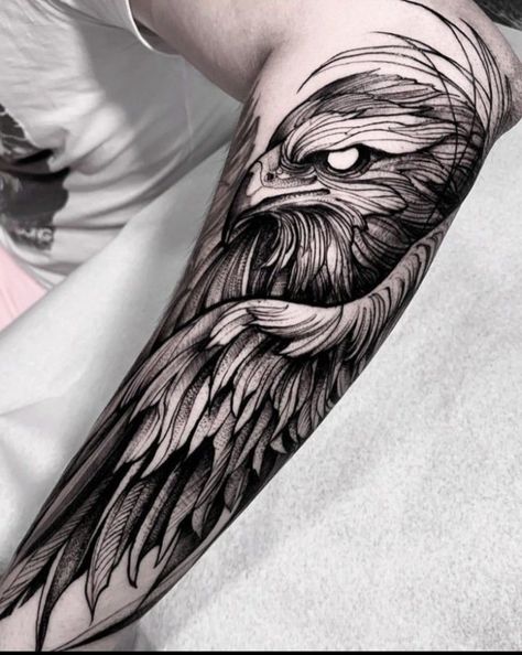 Eagle Neck Tattoo, Eagle Tattoo Forearm, Eagle Tattoo Arm, Owl Forearm Tattoo, Falcon Tattoo, Wing Tattoo Men, Arm Tattoos Drawing, Hawk Tattoo