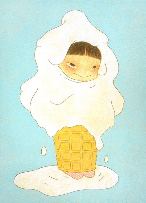 Abuku book. — In a Pond of Soda / Ikumi Nakada / oil on paper... Abuku Book, Ikumi Nakada, Soft Serve, Ethereal Art, Pics Art, Funky Art, Cute Illustration, Pretty Art, Japanese Art