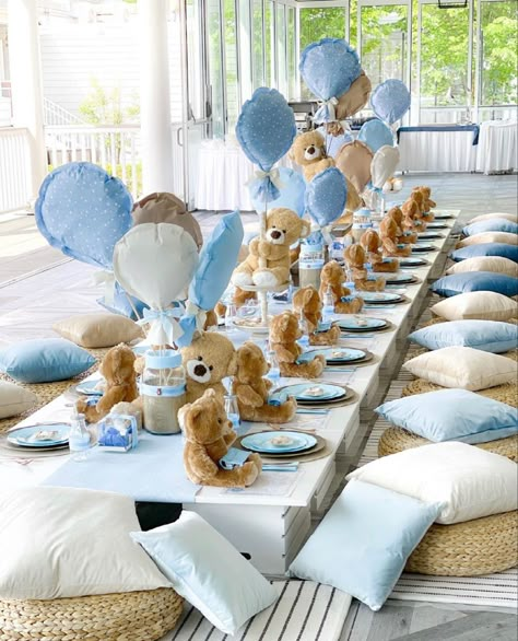 Small Baby Shower Ideas, Teddy Bear Baby Shower Theme, Picnic Baby Showers, Classy Baby Shower, Bear Baby Shower Theme, Idee Babyshower, Teddy Bear Party, Boy Baby Shower Ideas, Baby Boy 1st Birthday Party