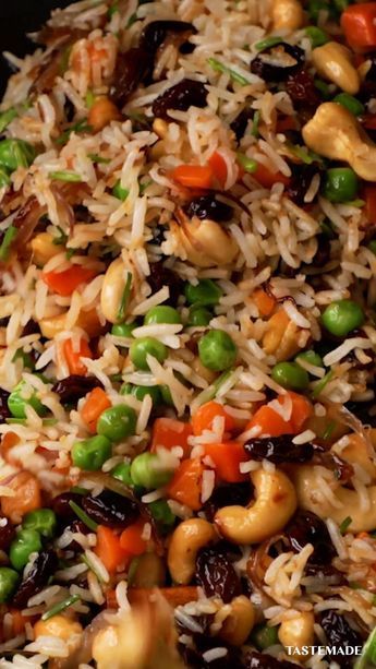 Cashew Rice Indian, Indian Veg Rice Recipes, Vegetarian Delicious Recipes, Diet Dinner Recipes Vegetarian, Rice Recipes Videos For Dinner, Easy Healthy Meals Indian, Pasta And Rice Recipes, Indian Rice Salad, Easy Indian Rice