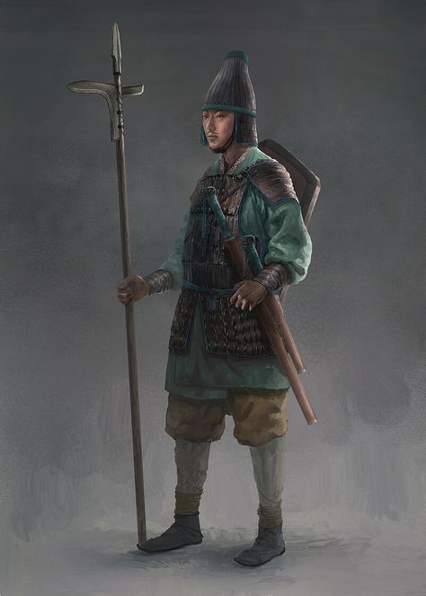 Chinese Soldier Art, Chinese Ninja, Han Dynasty Armor, Fantasy Faction, The Empress Of China, Chinese Armor, Century Uniforms, Historical Warriors, Chinese Warrior