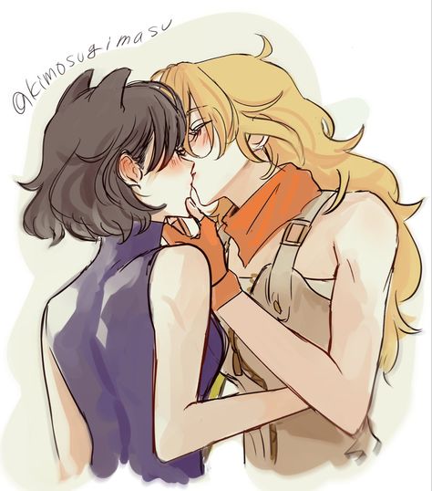 art credits: kimosugimasu on twitter Rwby Yang, Rwby Bumblebee, Rwby Blake, Red Like Roses, Rwby Ships, Rwby Characters, Rwby Comic, Rwby Anime, Gay Comics