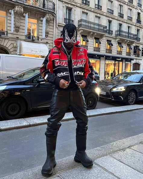 Leather Racer Jacket Outfit, Leather Biker Jacket Outfit, Biker Outfit Men, Racer Jacket Outfit, Red Leather Jacket Outfit, Red Jacket Outfit, Biker Jacket Outfit, Leather Jacket Outfit Men, Streetwear Inspo