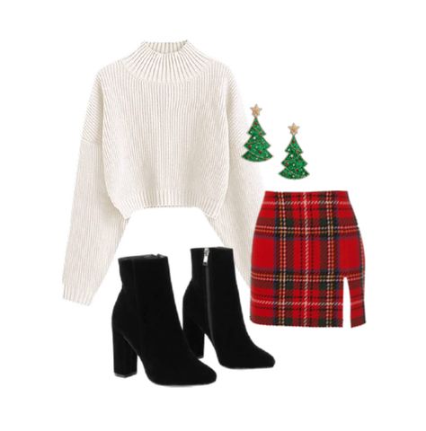 Xmas Women Outfit, Outfits To Wear On Christmas Day, Christmas Outfit Ideas For Women Elegant, Outfit For Xmas Party, Holiday Outfits Christmas Aesthetic, Aesthetic Outfits For Christmas Party, Christmas Outfit Red And White, Christmas Pick Ups Food, What To Wear On Christmas Eve