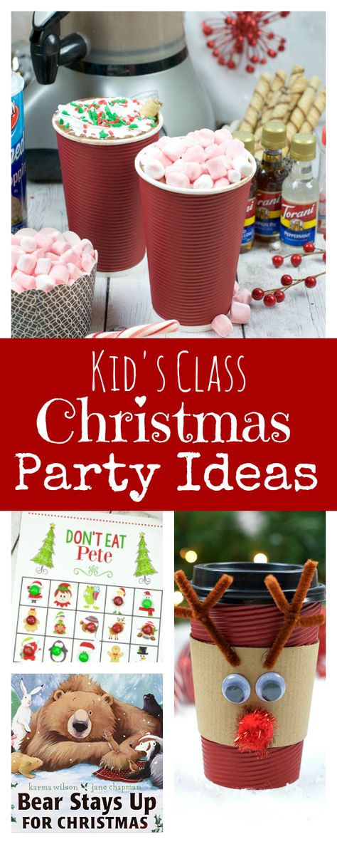 Kid's Class Christmas Party Ideas School Christmas Party Ideas, Kindergarten Christmas Party, Classroom Holiday Party, Classroom Christmas Party, School Holiday Party, Room Parent, Kindergarten Christmas, School Christmas Party, School Volunteer