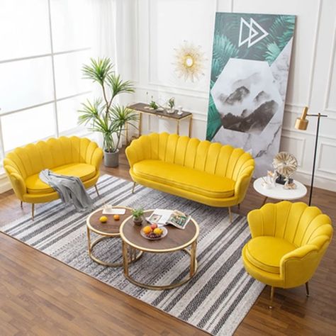 Luxury Single Sofa, Modern Minimalist Sofa, Corner Sofa And Chair, Sofa Kulit, Single Sofas, Minimalist Home Furniture, Yellow Decor Living Room, Furnitur Ruang Keluarga, Living Room Furniture Styles