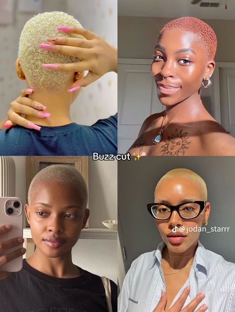 Buzzed Hair Women, Short Dyed Hair, Black Hair Cuts, Buzz Cut Hairstyles, Buzzed Hair, Natural Hair Short Cuts, Short Hair Black, Hair Laid, Short Natural Hair Styles