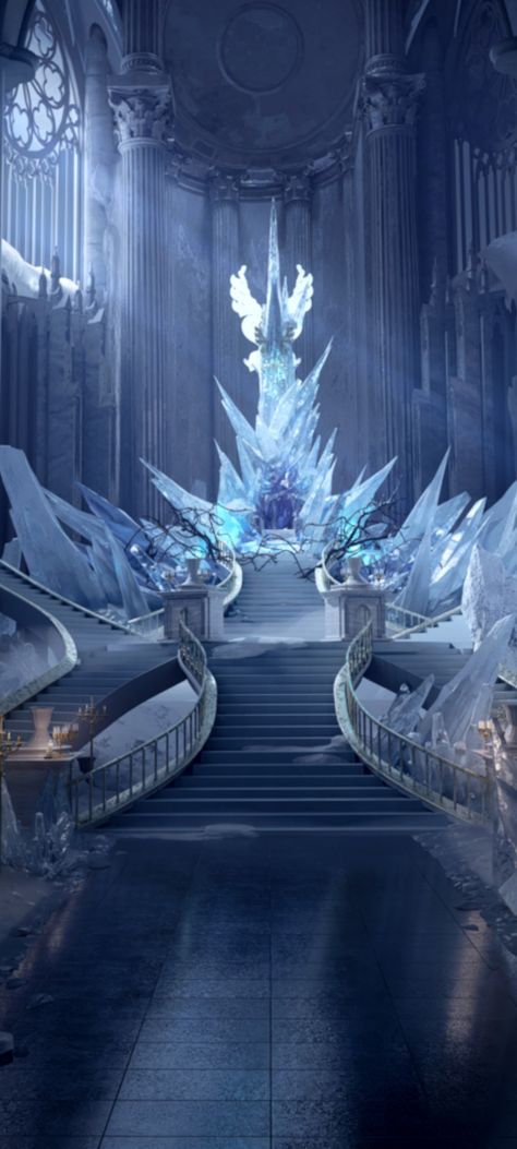 Ice Fantasy Aesthetic, Ice Palace Aesthetic, Winter Fae Aesthetic, Snow Castle Aesthetic, Ice Castle Interior, Ice Castle Aesthetic, Fantasy Ice Castle, Ice Powers Aesthetic, Ice Throne