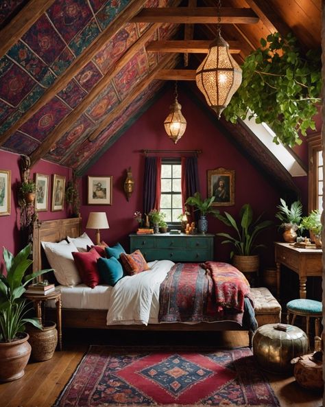 Attic Sloped Ceiling Decorating Ideas, Cozy Bedroom Attic, Attic Ideas Aesthetic, Attic Bedroom Ceiling Ideas, Loft Attic Bedroom, Low Ceiling Bedroom Design, Attics Turned Into Bedrooms, Attic Guest Bedroom Ideas, Bedroom Attic Slanted Walls