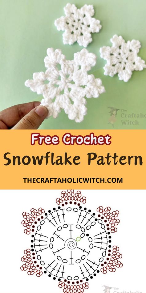 Grab this complimentary crochet pattern to create exquisite snowflakes ideal for festive decorations or embellishing gift packages. This beginner-friendly project yields breathtaking results that will impress anyone who lays eyes on them. Dive into this creative endeavor and craft beautiful snowflakes that capture the magic of the holiday season. Whether you're looking to adorn your home or present someone with a unique handmade gift, these snowflakes are sure to delight. Crochet A Snowflake, Snow Flakes Crochet Pattern, Crochet Yarn Snowflake Pattern, Crochet Ornaments Snowflake, Free Crochet Patterns Snowflakes, Christmas Snowflake Crochet, Crochet Easy Snowflake Free Pattern, Crochet Lace Snowflake, Easy Crochet Snowflakes For Beginners