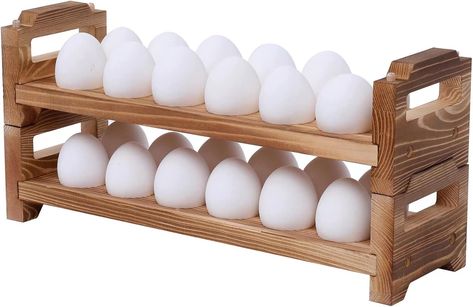 #AD KingLin Wooden Egg Holder Countertop, Egg Storage Trays Stackable for 24 Fresh Eggs, Deviled Egg Organizer Rustic Kitchen Decoration, Egg Container Rack, set of 2 pieces Wood Egg Cabinet, Wooden Egg Holder, Eggs Deviled, Egg Organizer, Egg Holders, Rustic Decoration, Egg Container, Wood Eggs, Egg Tray