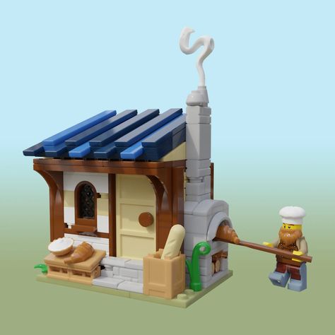 LEGO IDEAS - Me, myself and I - The Village Bakery Lego Medieval Village, Lego Village Ideas, Lego Medieval House, Lego Cottage, Cute Lego Ideas, Lego Bakery, Lego Fairy, Lego Building Ideas, Lego Kingdoms