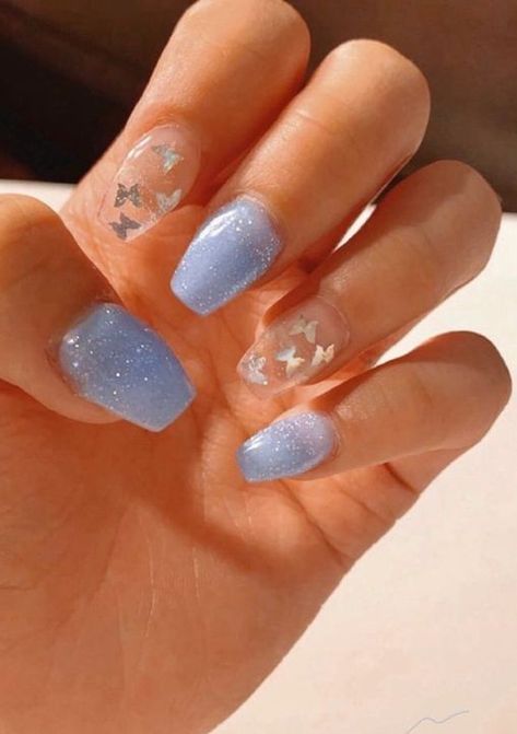 Easy Nails Acrylic, Classy Simple Nails Natural Looks, Blue Acrylic Nails, Cute Acrylic Nail Designs, Her Nails, Simple Acrylic Nails, Acrylic Nails Coffin Short, Summer Acrylic Nails, Short Acrylic Nails Designs