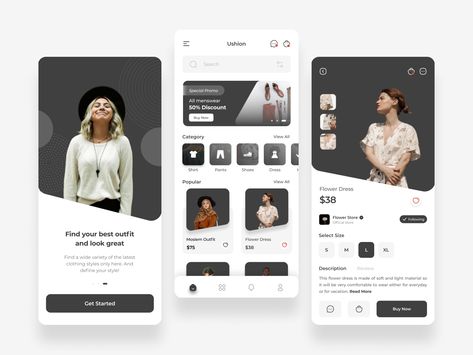 Fashion Mobile App Design, Fashion App Ui Design, Fashion App Design, Outfit Planning App, Fashion Apps, App Design Layout, Free Web Design, Identity Design Inspiration, Modern Website Design