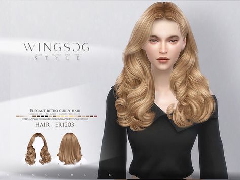 The Sims Resource - Elegant retro curly hair ER1203 Wingssims French Curl Hair Sims 4, Sims 4 Elegant Hair Cc, Sclub Ts4 Hair, Wingssims French Curl Hair, Sims 4 Cc Curled Hair, Sims 4 Cc Hair Curls, Sims 4 Cc Fancy Hair, Sims 4 Blowout Hair Cc, Sims 4 Elegant Hair