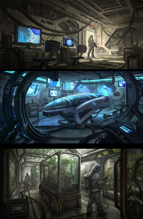 Sci Fi Space Station, Science Fiction Kunst, Concept Art Landscape, Scifi Interior, Futuristic Space, Art Environment, Spaceship Interior, Sci Fi Environment, Gato Anime