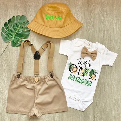 Safari Birthday Outfit, Baby Safari Outfit, Safari Birthday Shirt, Safari 1st Birthday, Shorts Bodysuit, 1st Birthday Outfit Boy, Safari Cake, Safari Outfit, Jungle Safari Birthday