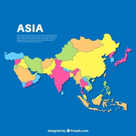 Map of asia in flat style Free Vector | Free Vector #Freepik #freevector #map #silhouette #location #flat Asian Maps, Pacific Map, Peta Asia, World Map Template, Map Of Asia, Maps Aesthetic, Landmark Poster, Asia Continent, World Map Design